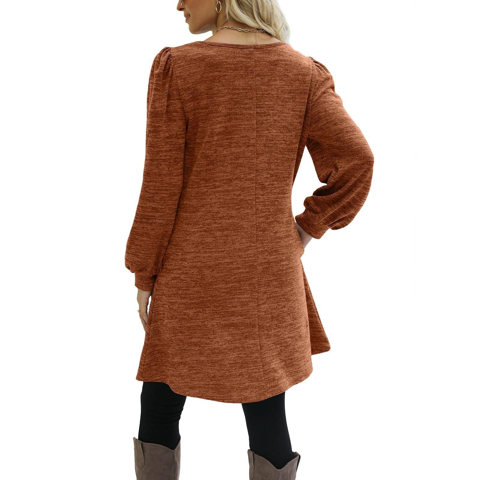 Women Plain Crew Neck Casual Long Sleeve T-shirt
