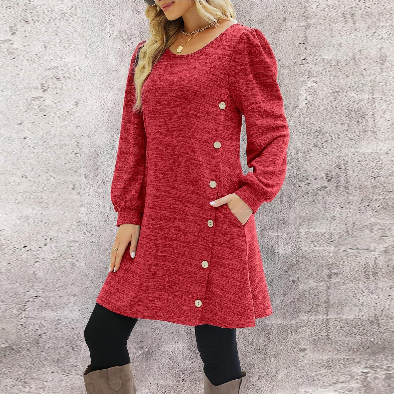 Women Plain Crew Neck Casual Long Sleeve T-shirt
