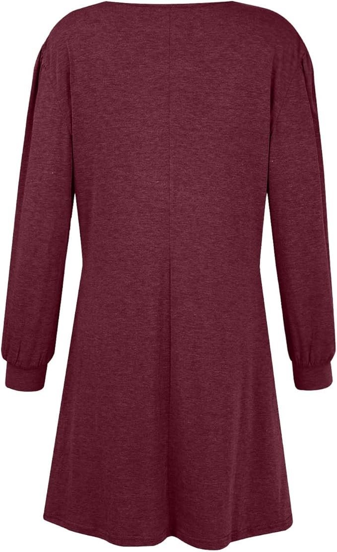 Women Plain Crew Neck Casual Long Sleeve T-shirt