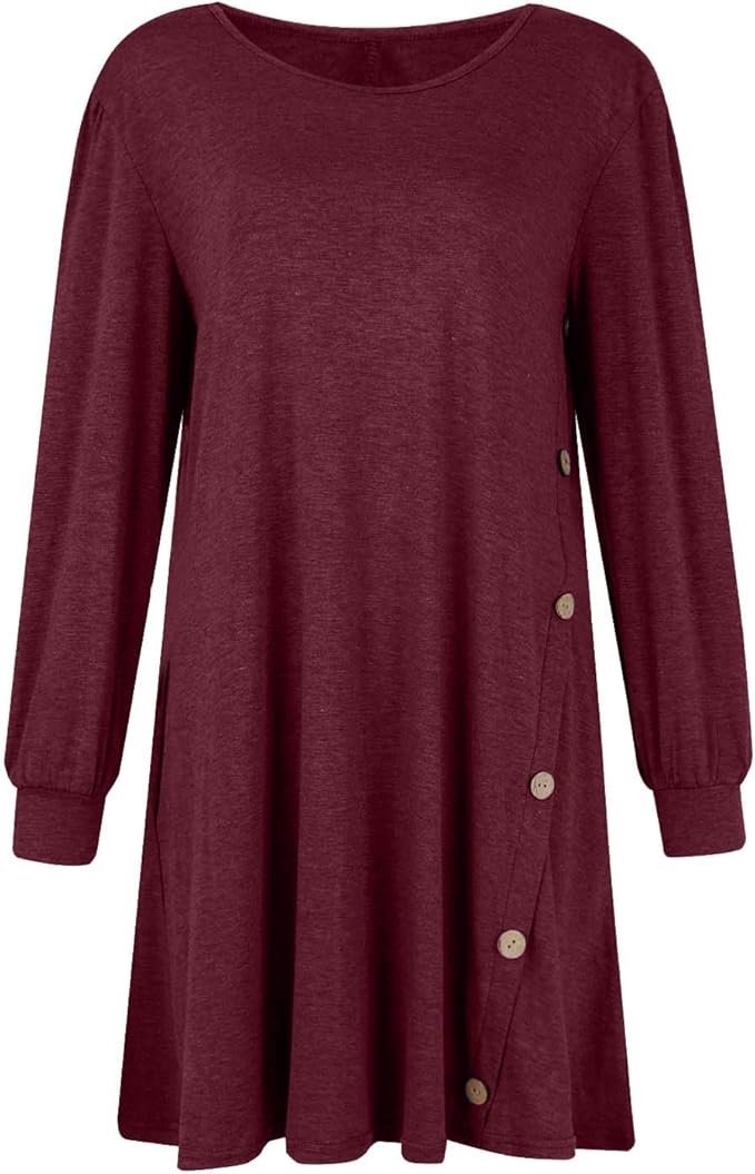 Women Plain Crew Neck Casual Long Sleeve T-shirt