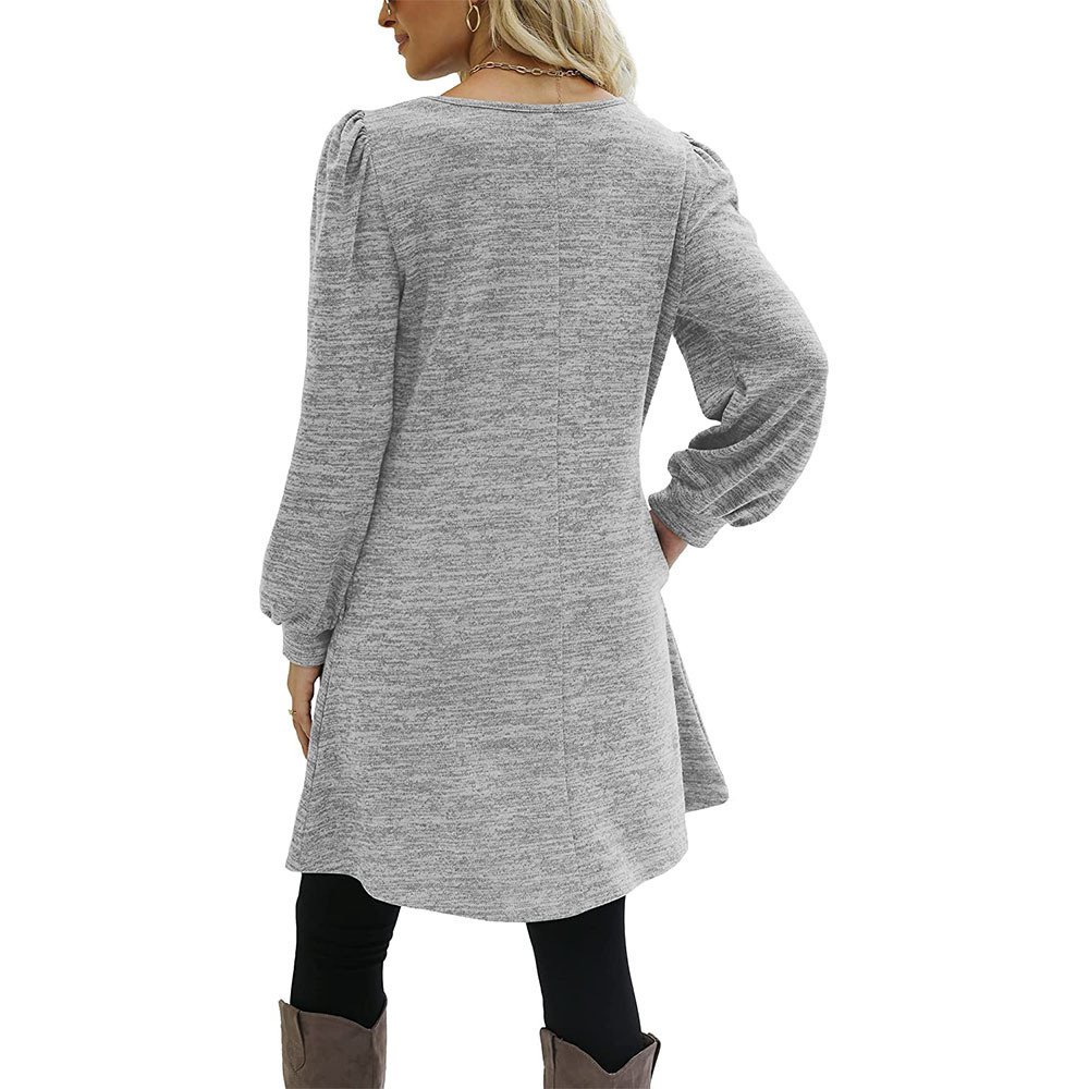 Women Plain Crew Neck Casual Long Sleeve T-shirt