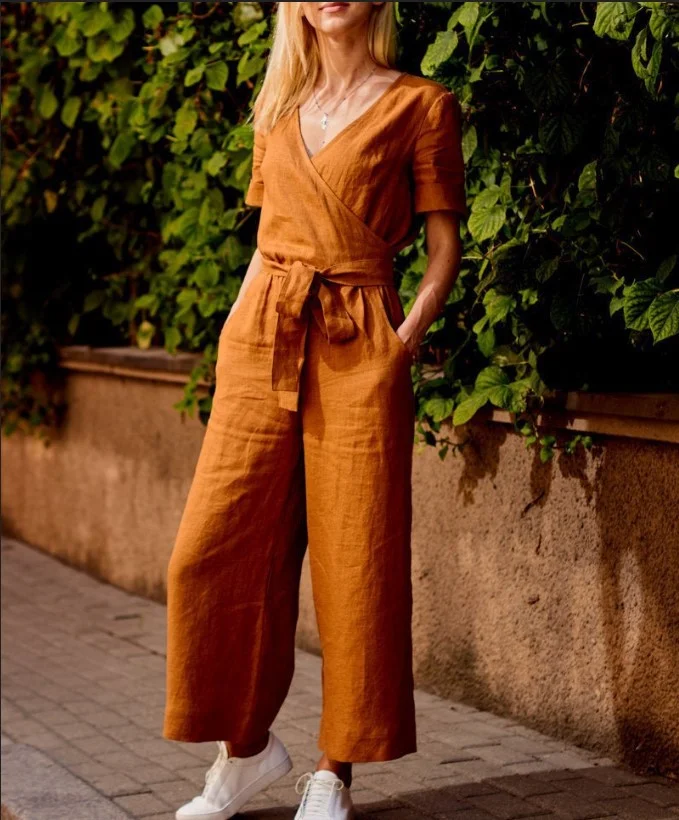 Urban Plain V Neck Jumpsuit