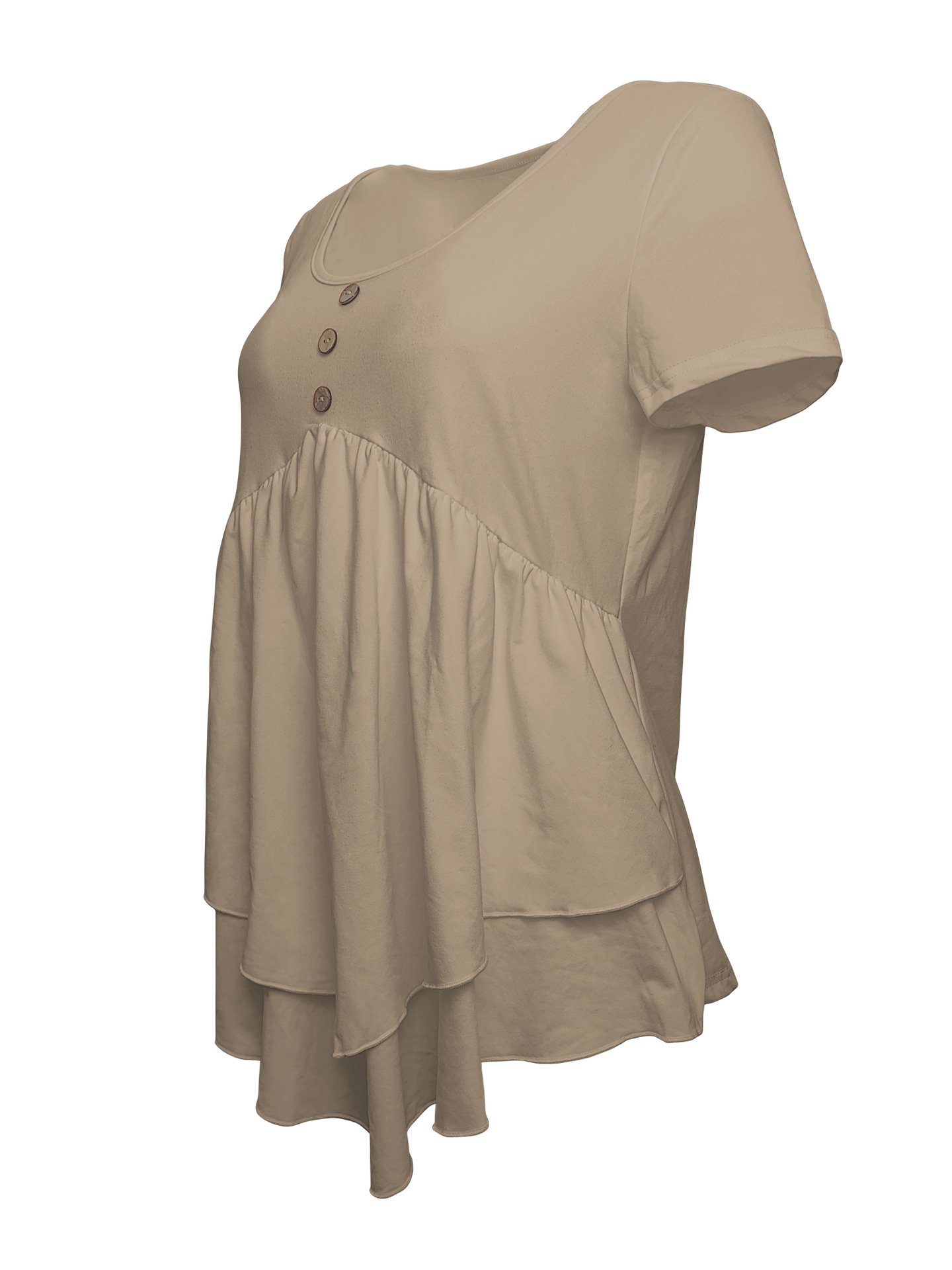 Women Plain Crew Neck Casual Short Sleeve T-shirt