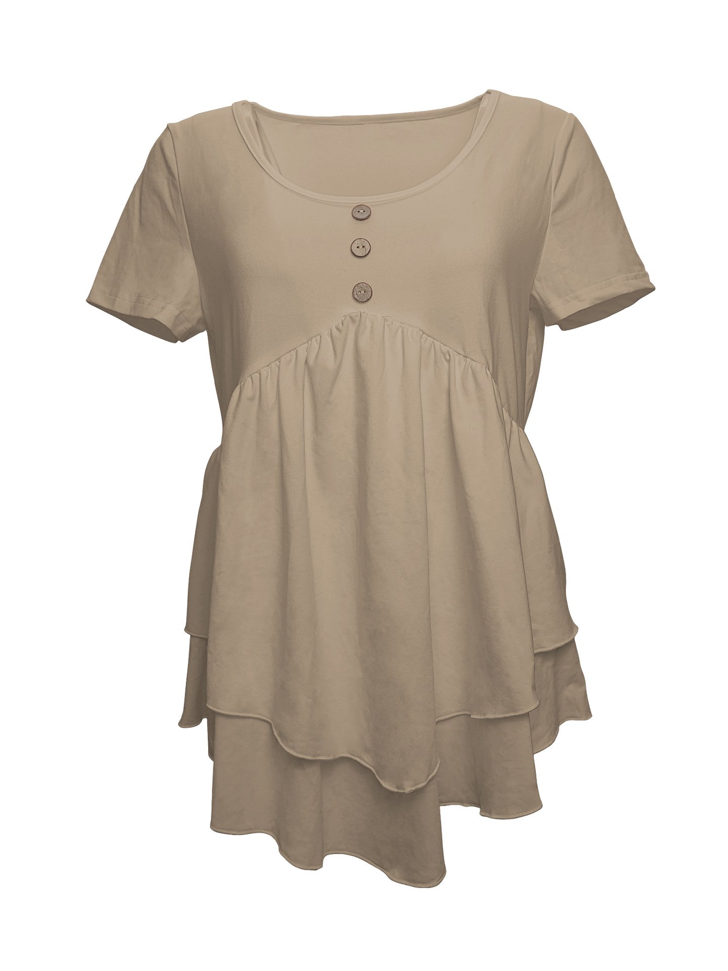 Women Plain Crew Neck Casual Short Sleeve T-shirt