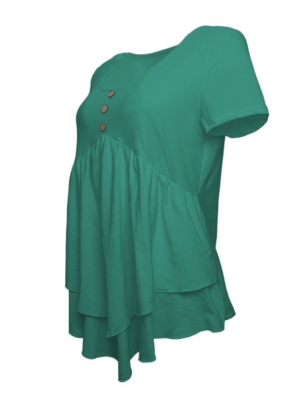 Women Plain Crew Neck Casual Short Sleeve T-shirt