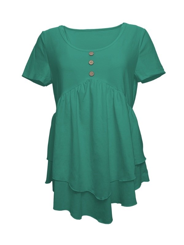 Women Plain Crew Neck Casual Short Sleeve T-shirt