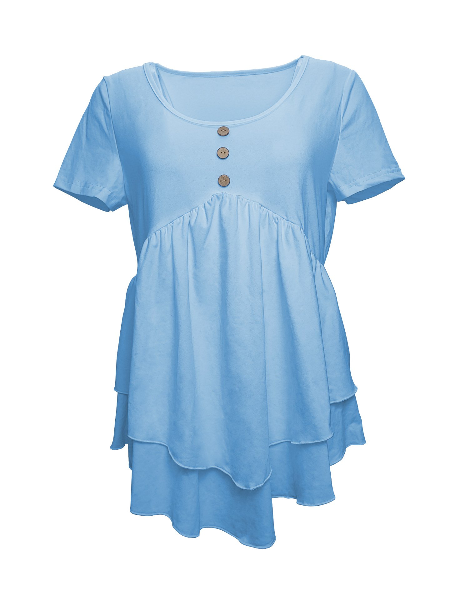 Women Plain Crew Neck Casual Short Sleeve T-shirt