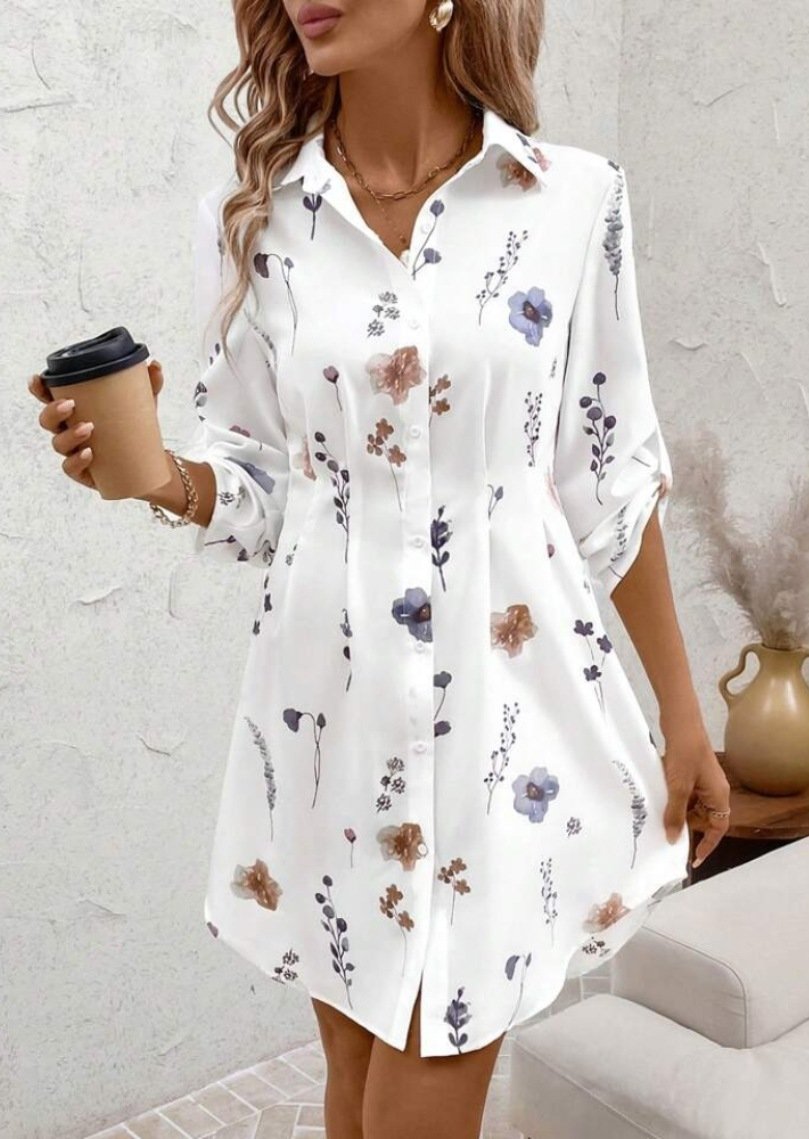 Casual Shirt Collar Regular Fit Dress With No
