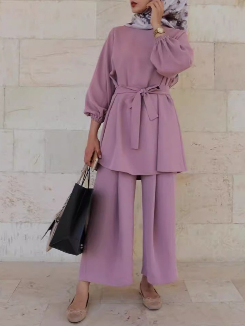 Women's Split Joint Plain Daily Going Out Two-Piece Set Khaki Casual Spring/Fall Top With Pants Matching Set
