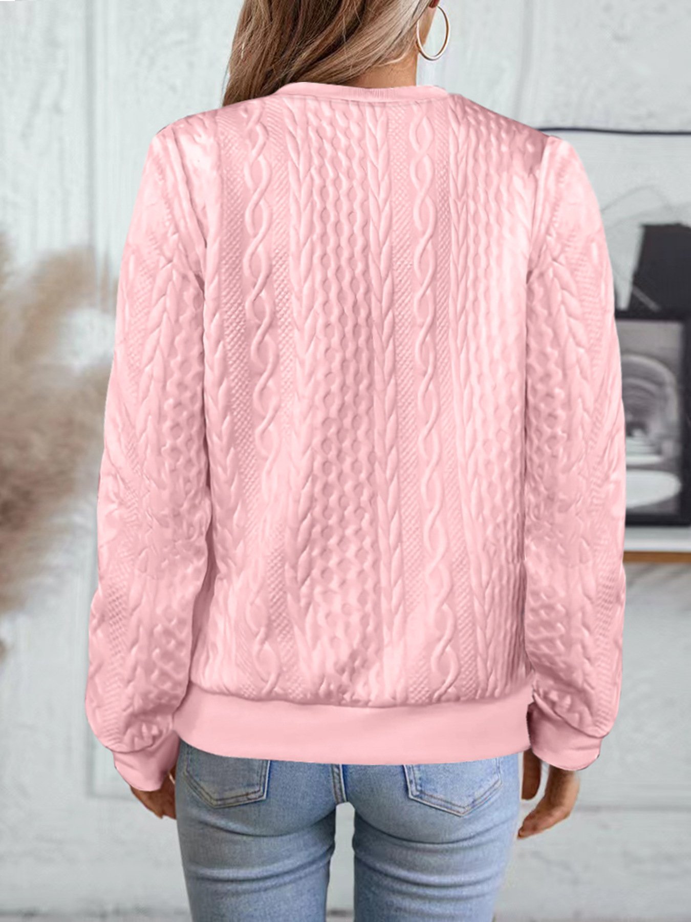 Plain V Neck Regular Fit Casual Sweatshirt