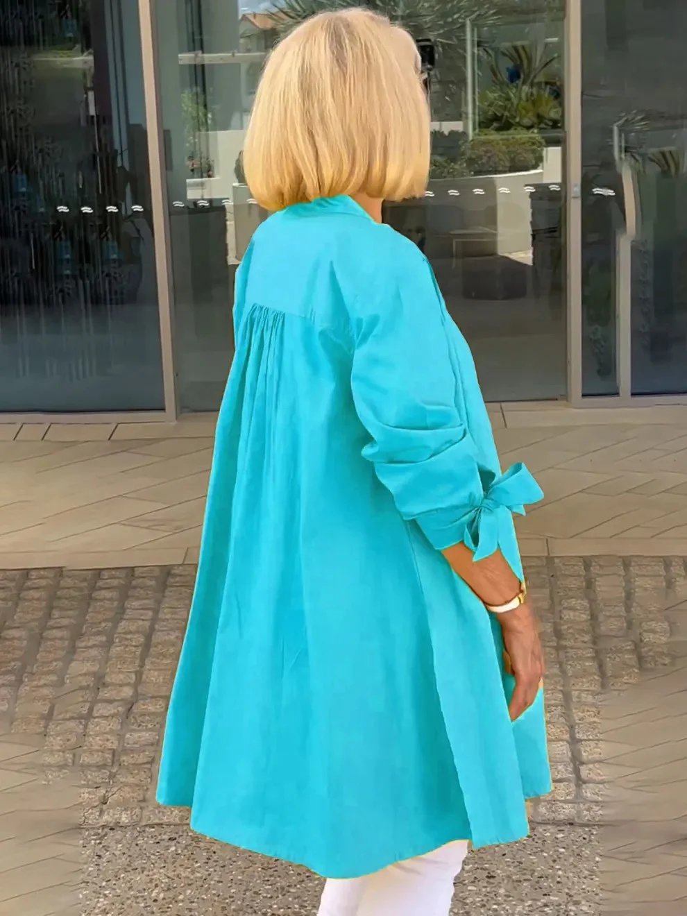 Women's Shirt Jacket Single-Breasted Temperament Commuting Solid Color Long-Sleeved Cotton Cardigan