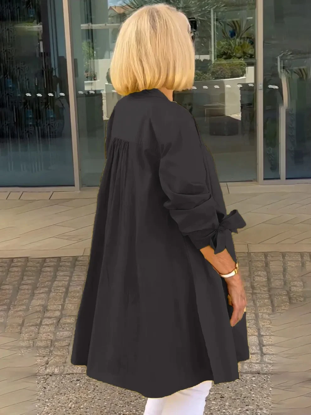 Women's Shirt Jacket Single-Breasted Temperament Commuting Solid Color Long-Sleeved Cotton Cardigan