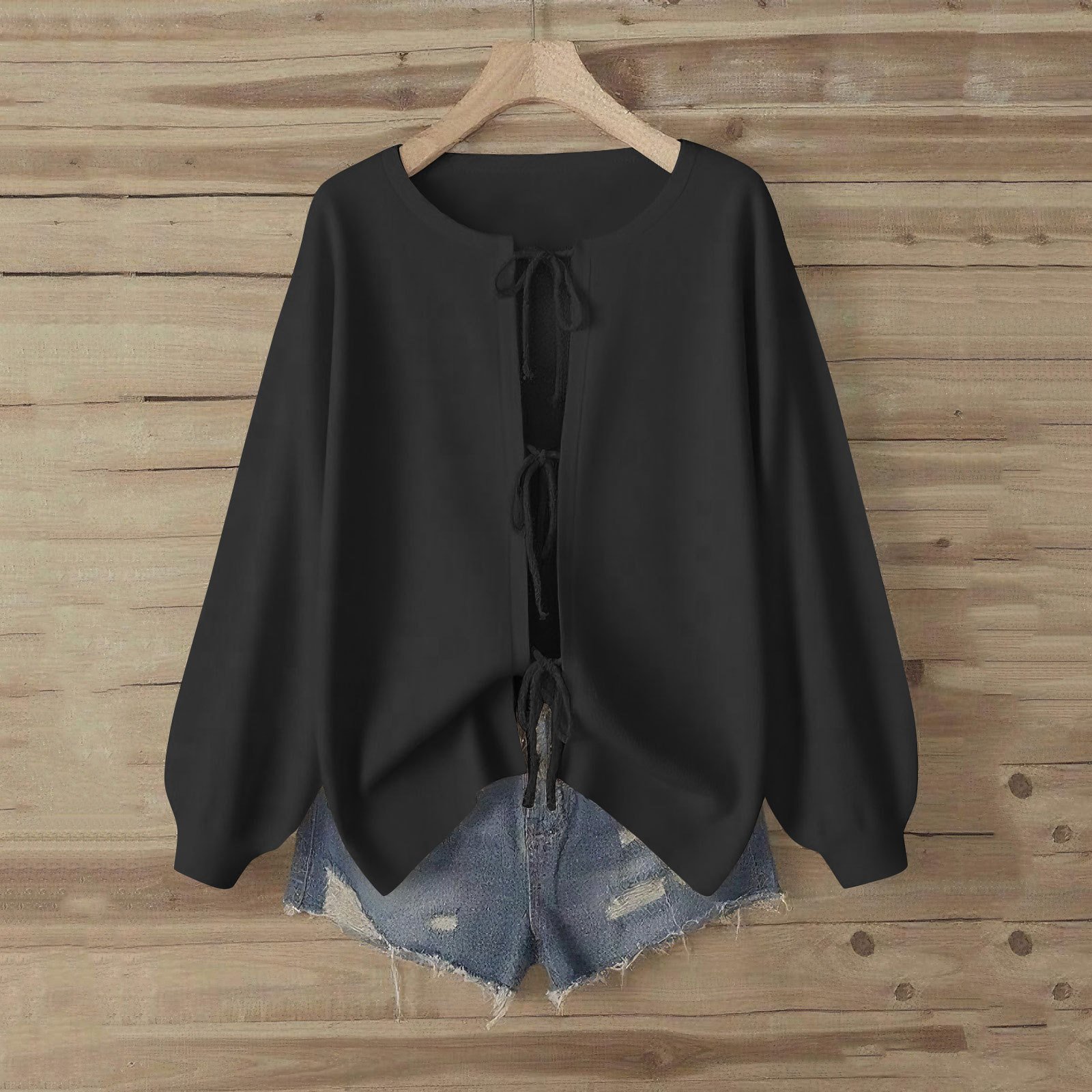 Women Plain Crew Neck Casual Long Sleeve T-shirt