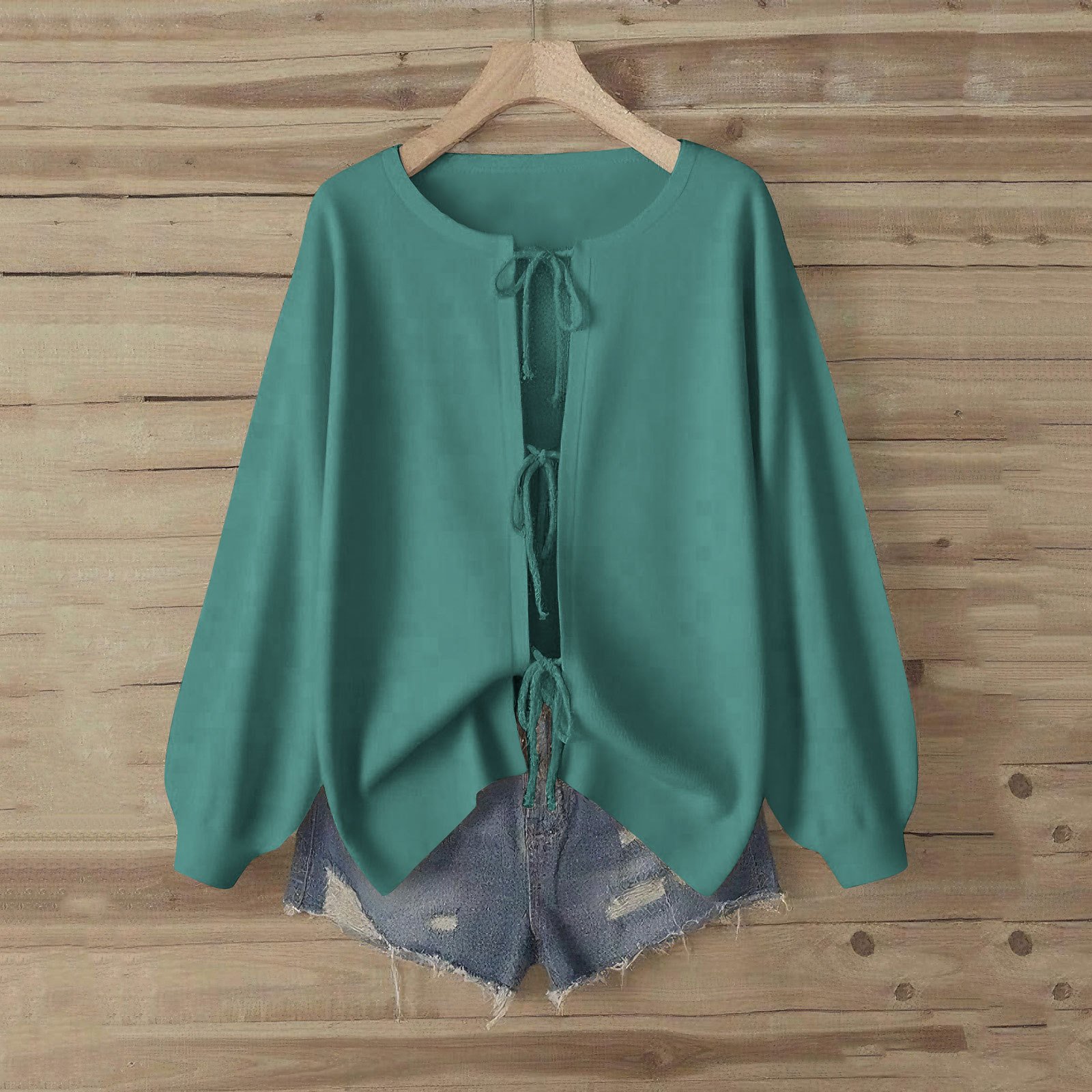 Women Plain Crew Neck Casual Long Sleeve T-shirt