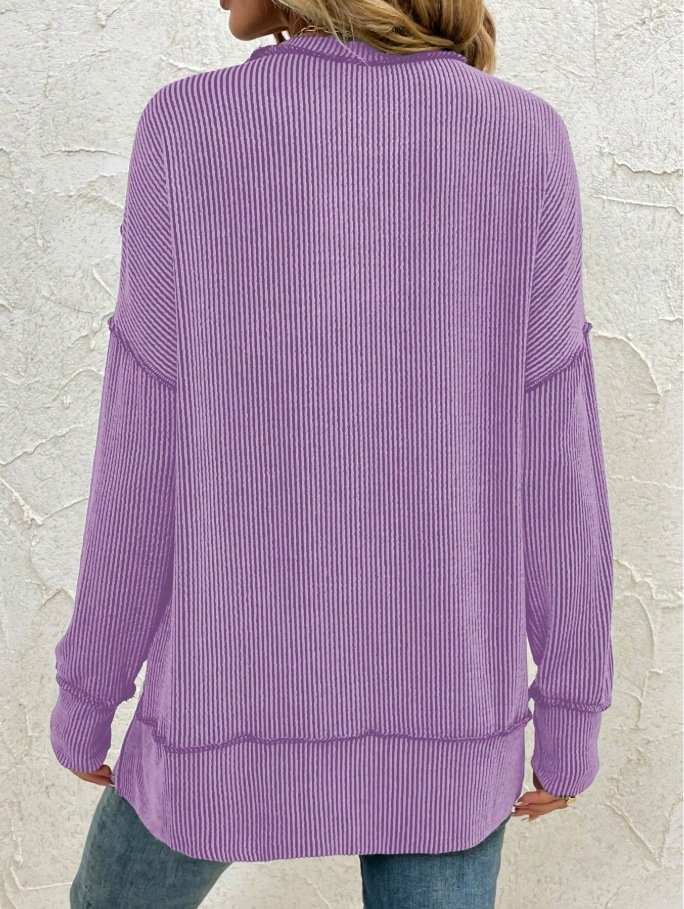 Plain Crew Neck Casual Sweatshirt