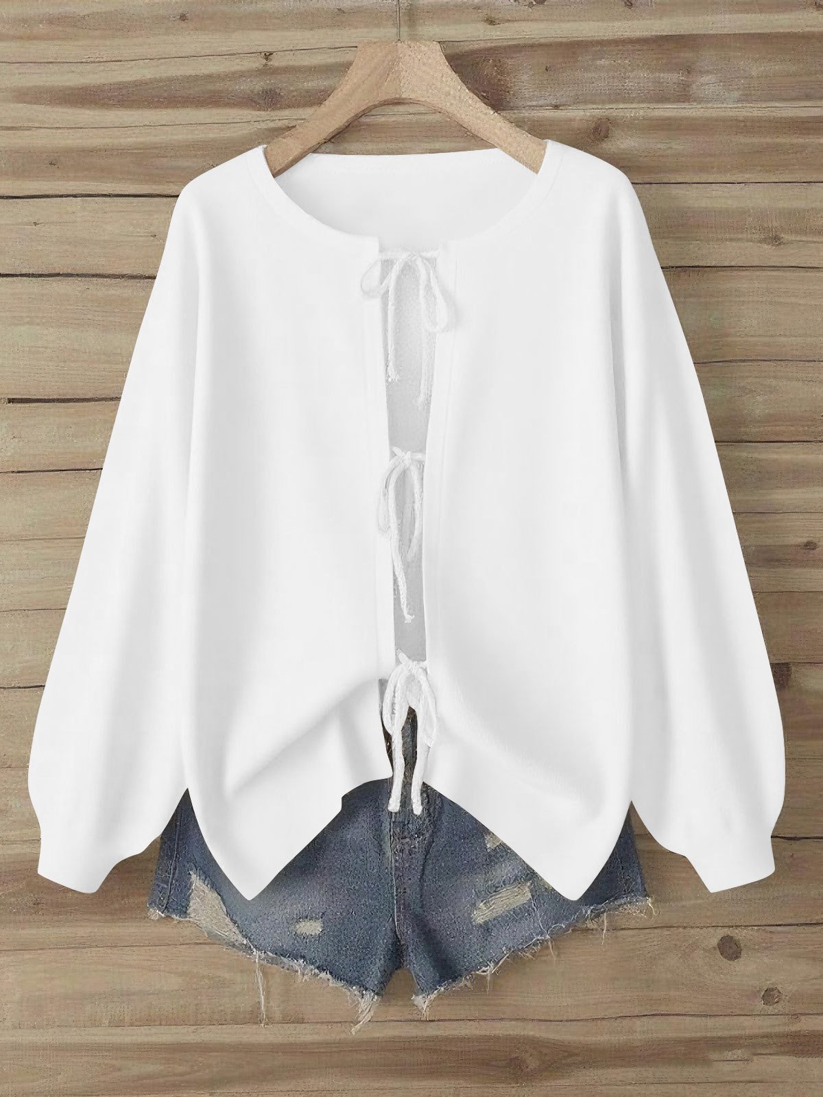 Women Plain Crew Neck Casual Long Sleeve T-shirt