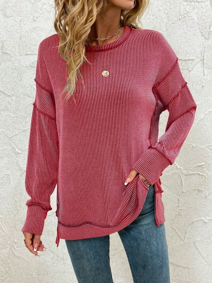 Plain Crew Neck Casual Sweatshirt