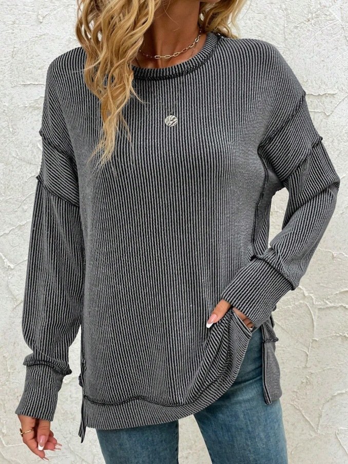 Plain Crew Neck Casual Sweatshirt