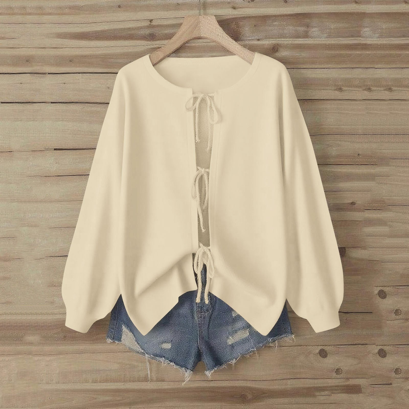 Women Plain Crew Neck Casual Long Sleeve T-shirt