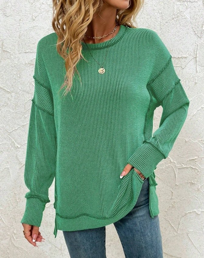 Plain Crew Neck Casual Sweatshirt