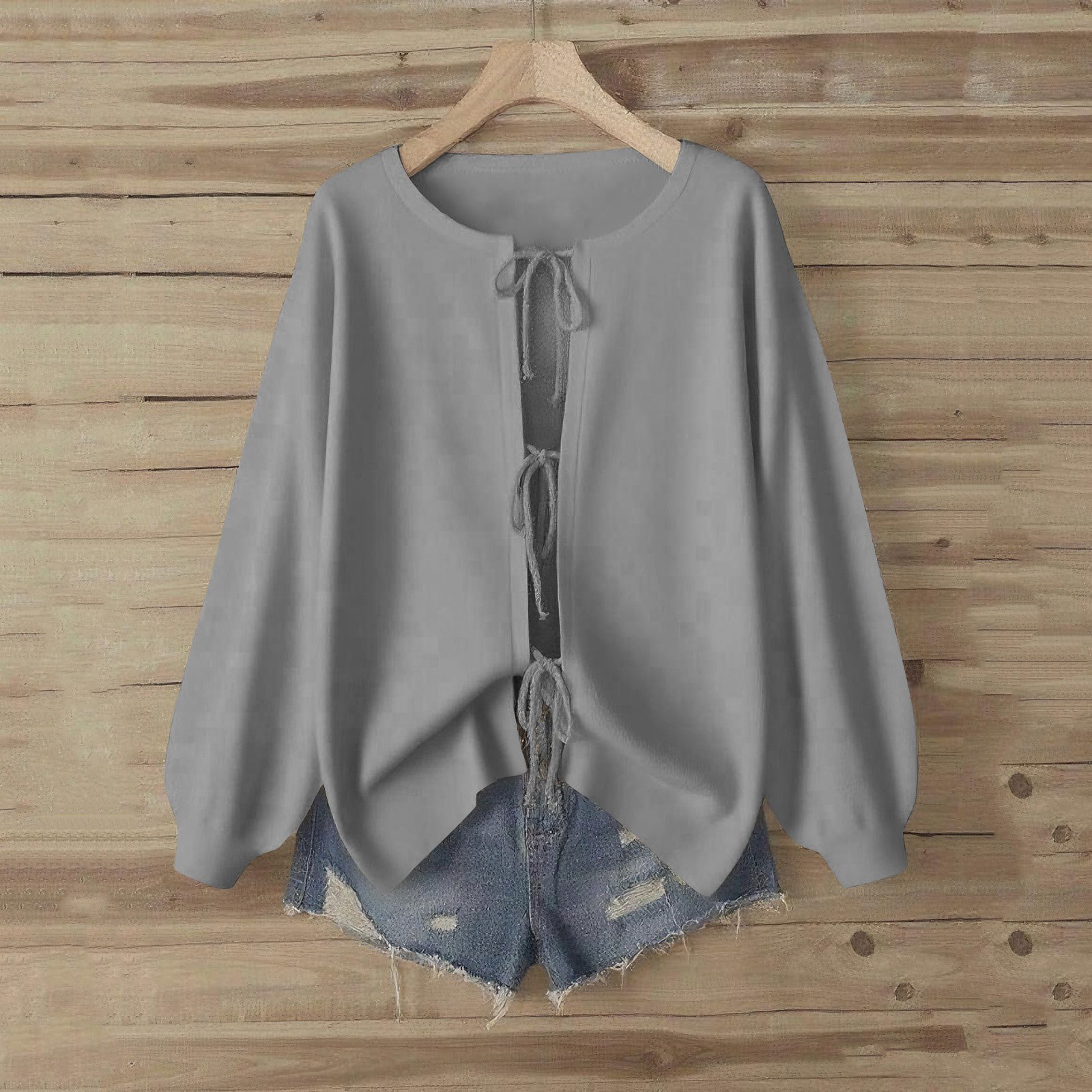 Women Plain Crew Neck Casual Long Sleeve T-shirt