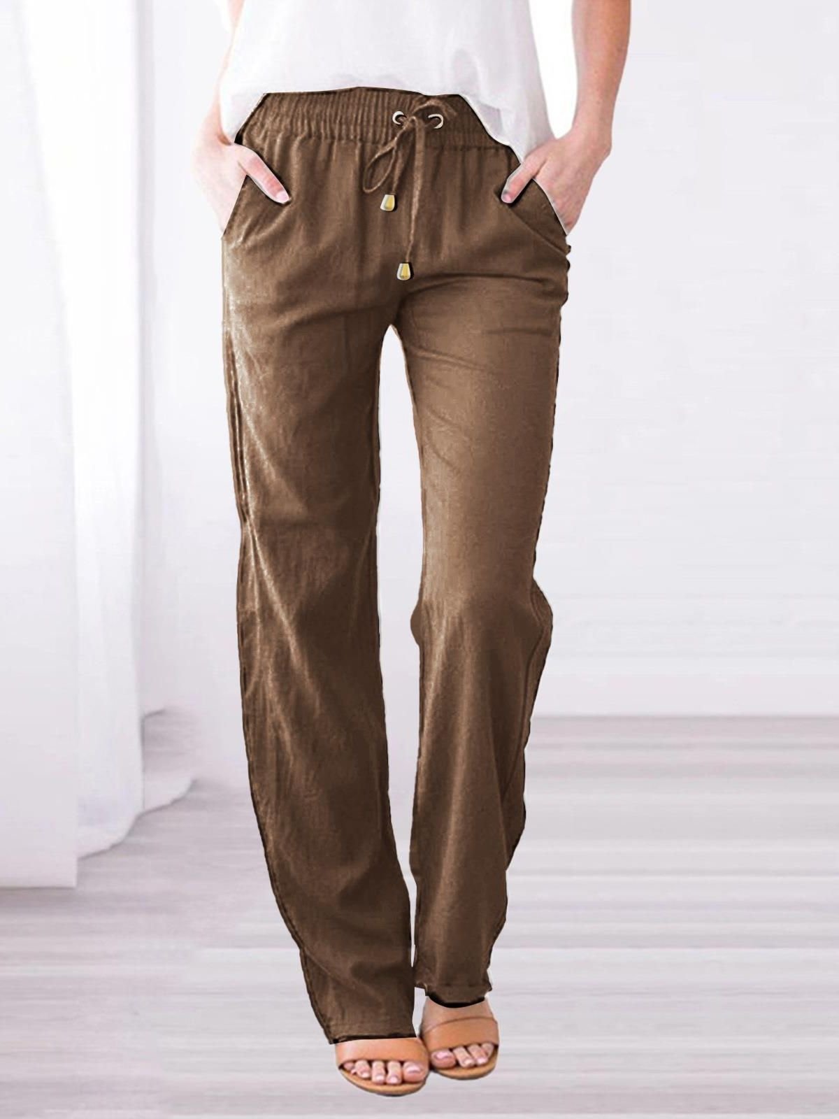 Cotton Regular Fit Casual Plain Pants