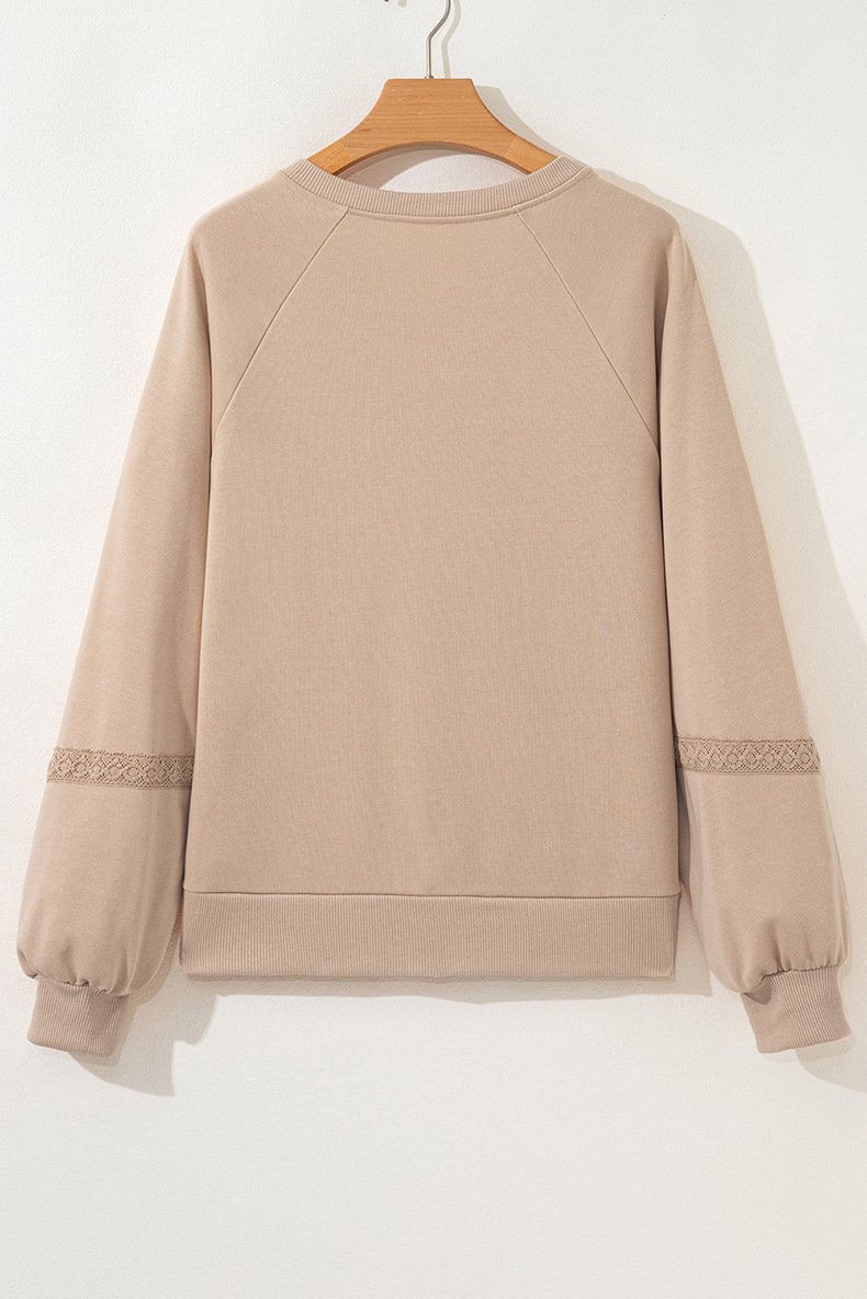 Casual V Neck Color Block Cotton Sweatshirt