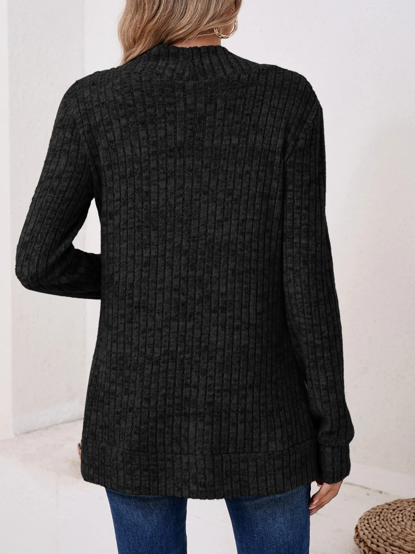 Basic Loose Autumn And Winter New Solid Color Cashmere Long-sleeved Bottoming Cardigan Knitted Cardigan