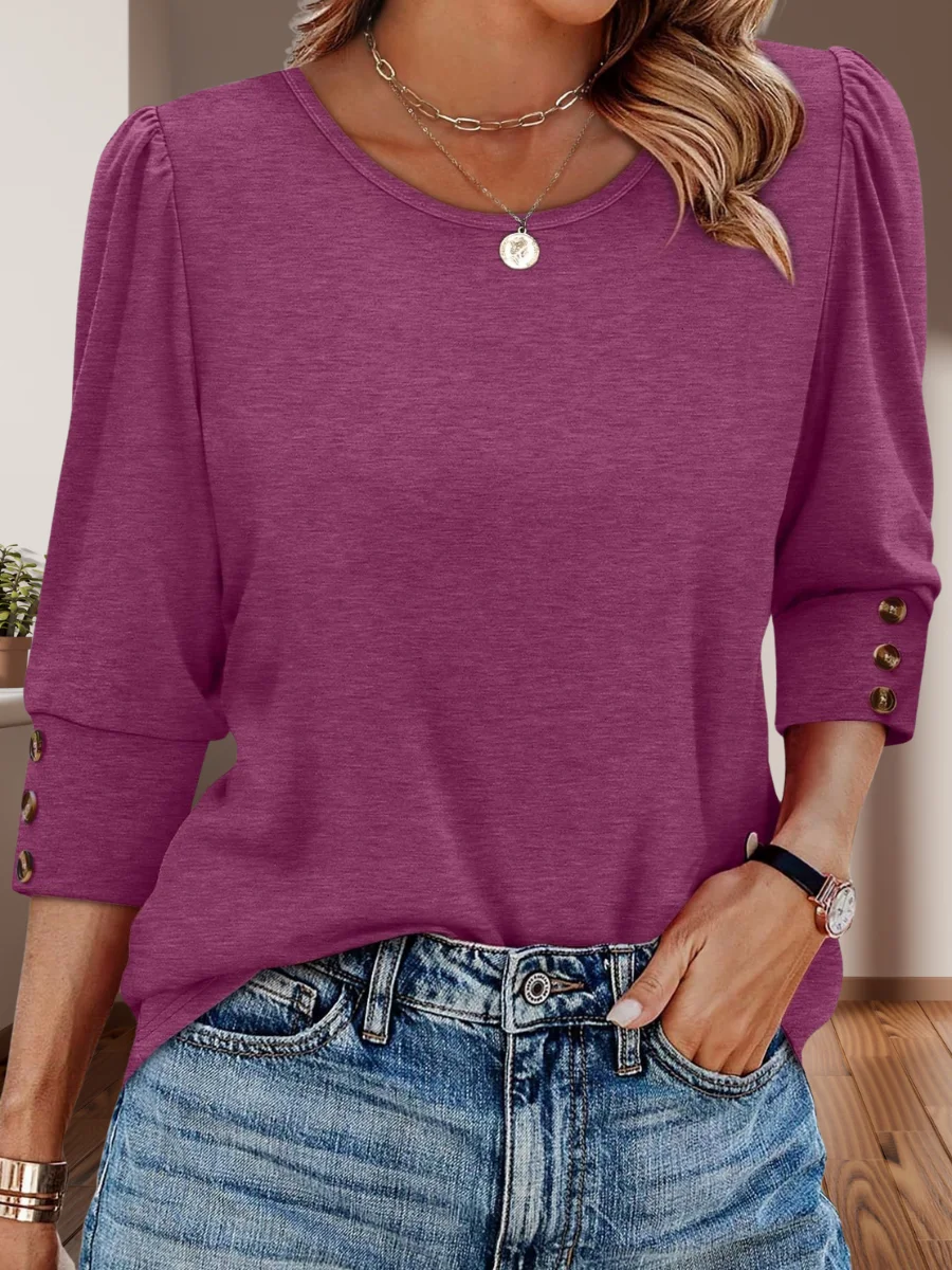 Women Geometric V Neck Vintage Long Sleeve T-shirt