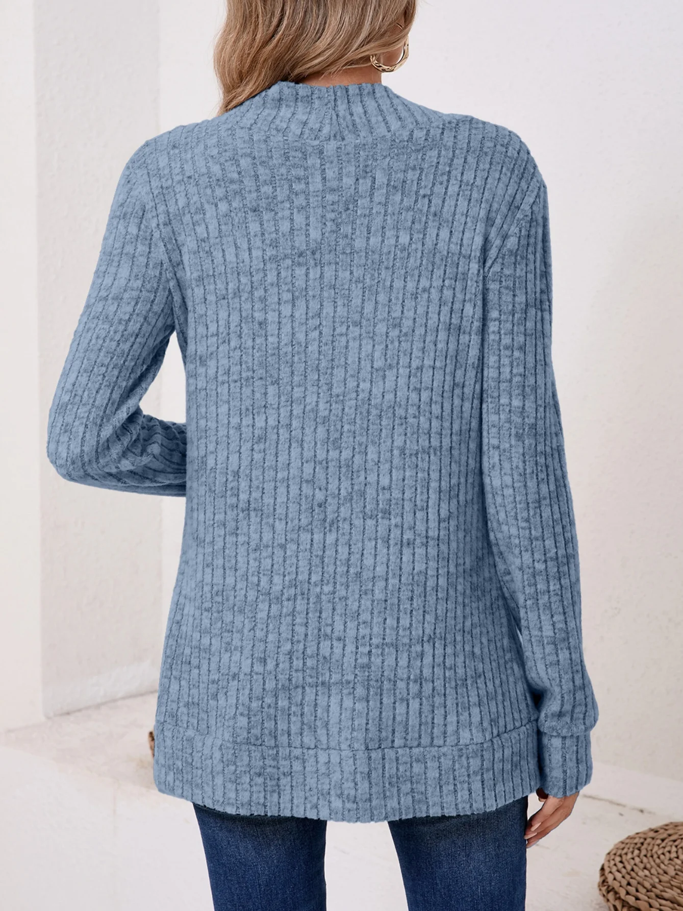 Basic Loose Autumn And Winter New Solid Color Cashmere Long-sleeved Bottoming Cardigan Knitted Cardigan