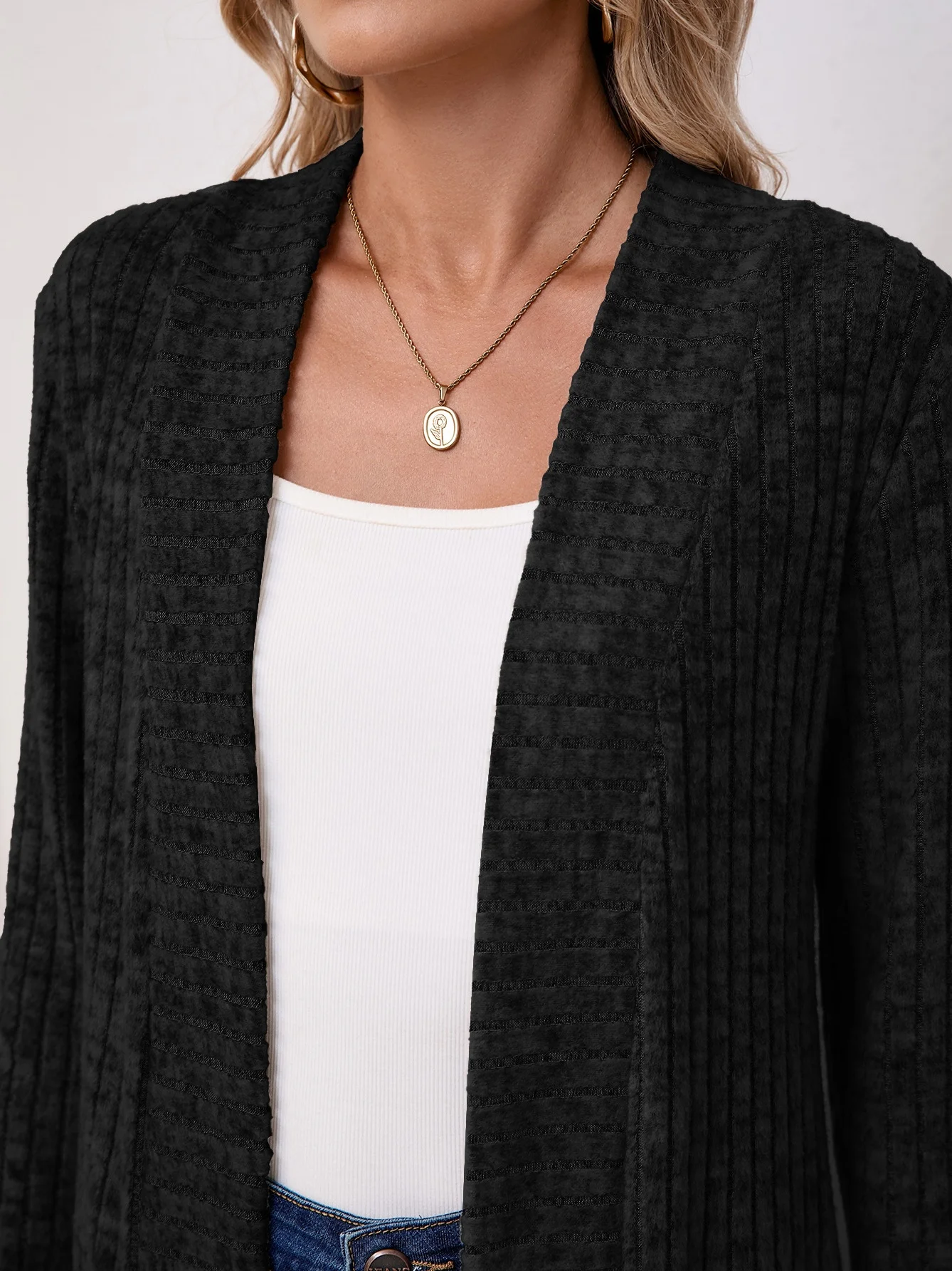 Basic Loose Autumn And Winter New Solid Color Cashmere Long-sleeved Bottoming Cardigan Knitted Cardigan