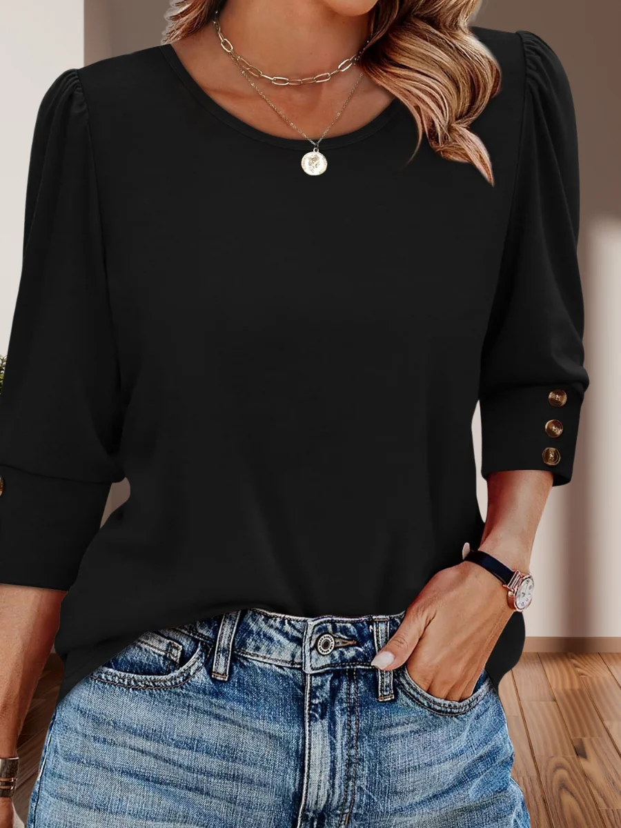 Women Geometric V Neck Vintage Long Sleeve T-shirt