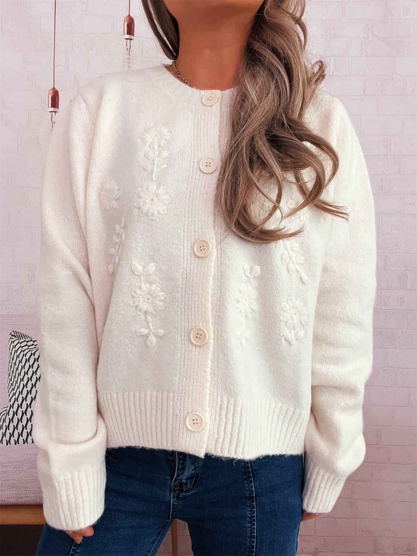 Casual Crew Neck Regular Fit Cardigan
