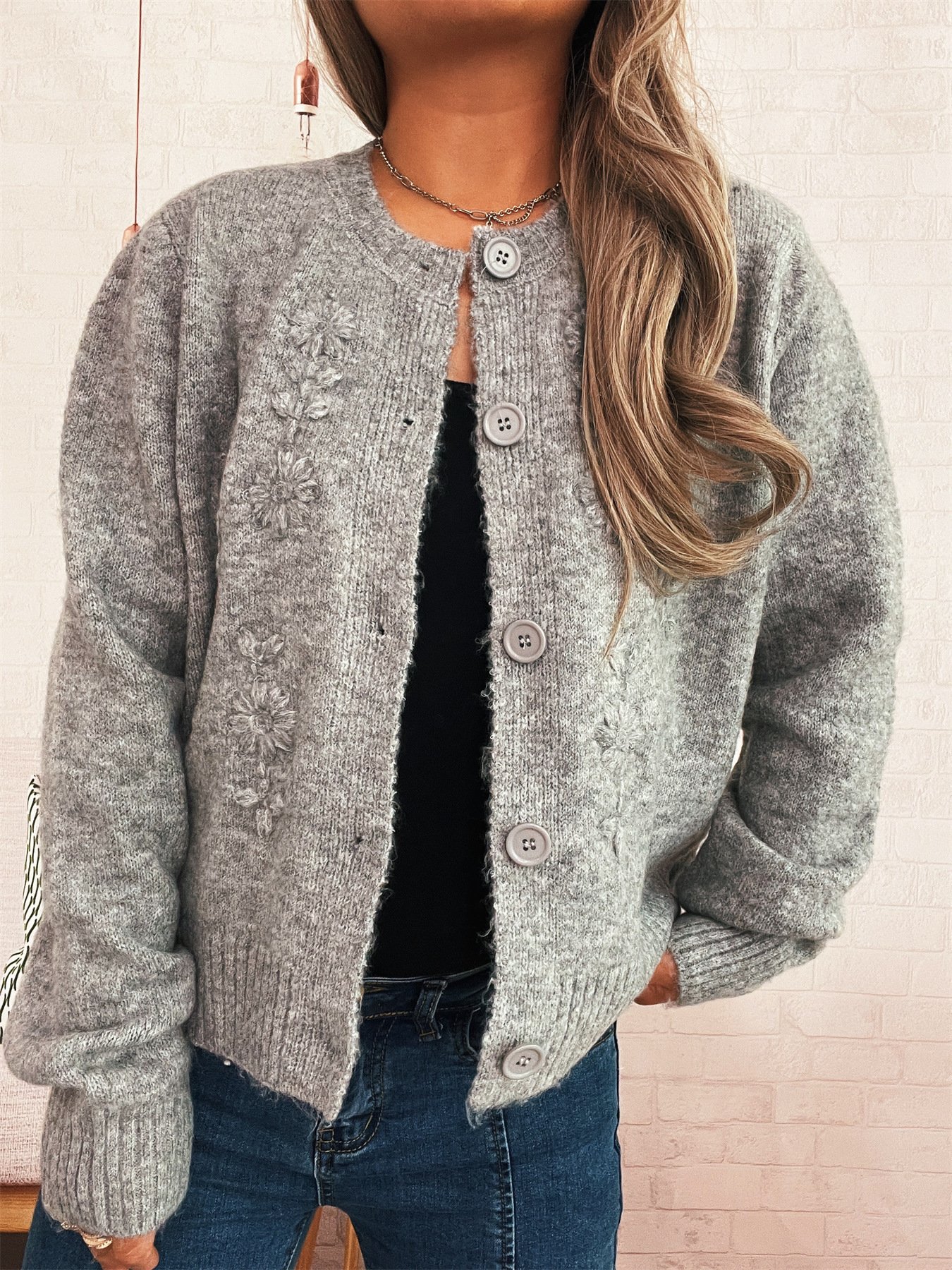 Casual Crew Neck Regular Fit Cardigan