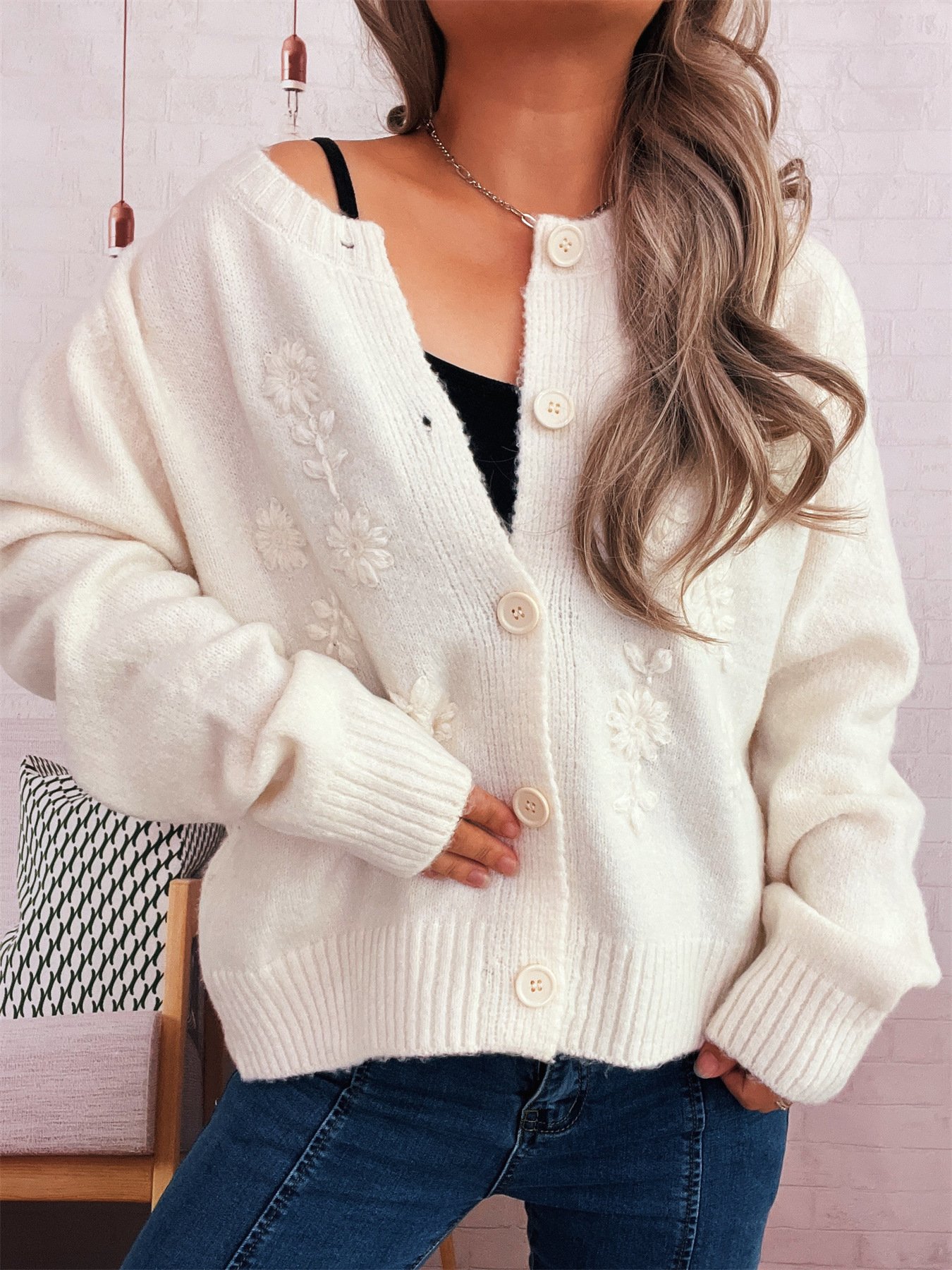 Casual Crew Neck Regular Fit Cardigan