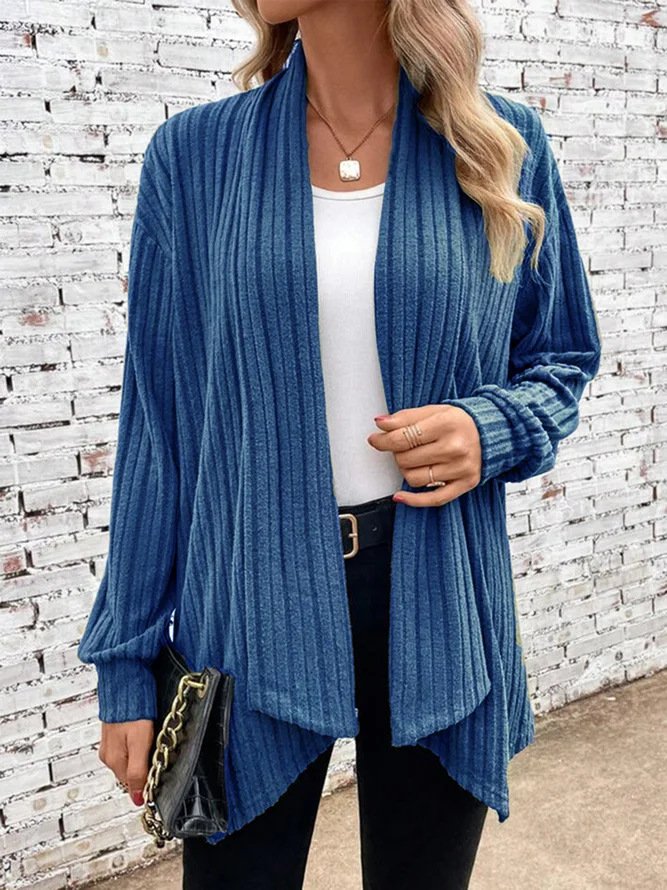 V Neck Plain Casual Cardigan
