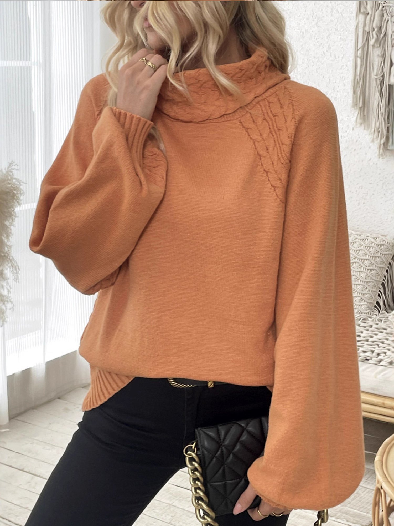 Casual Plain Turtleneck Sweater