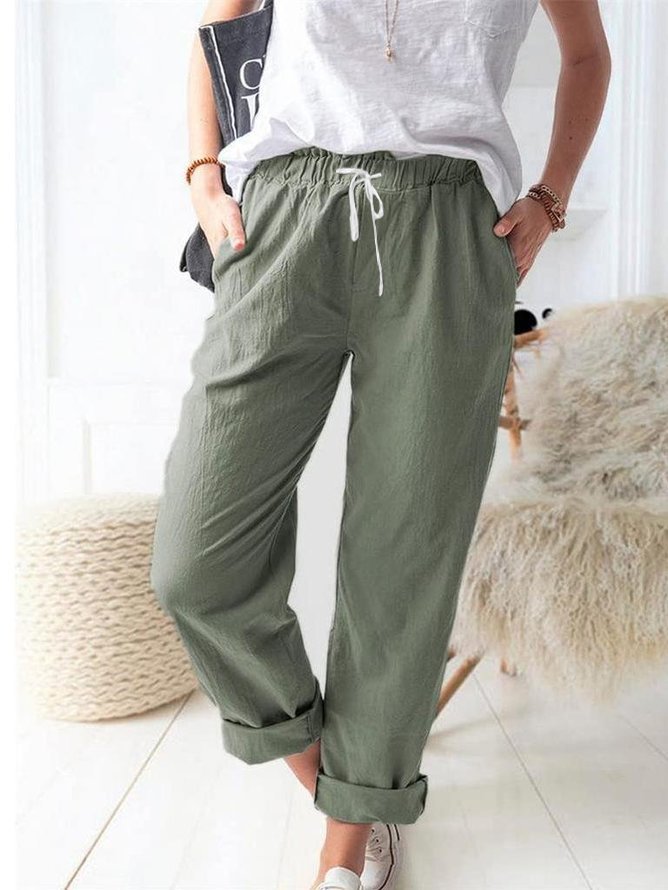Women's Casual Loose Pocket Solid Color Trousers