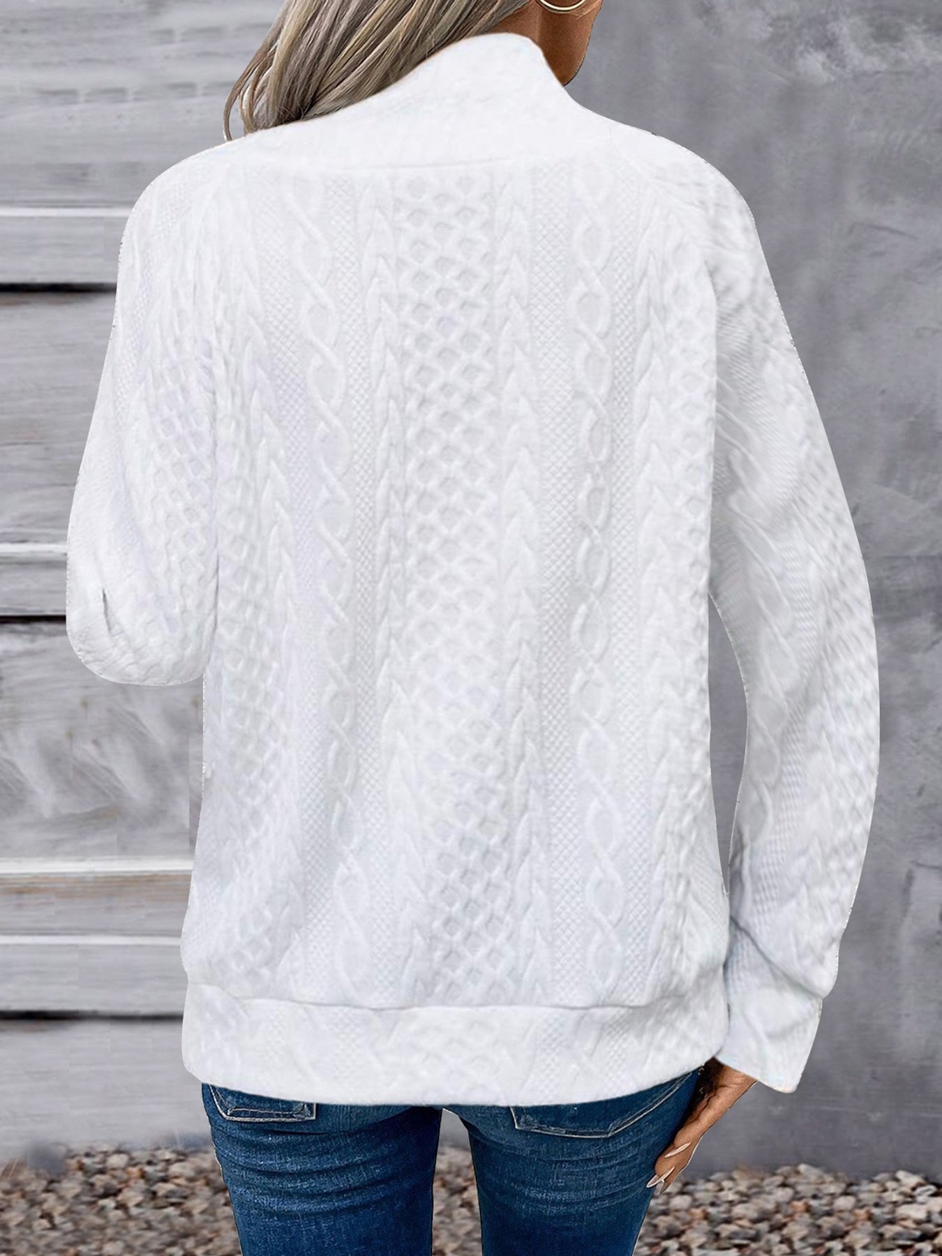 Plain Girly Loose Turtleneck Simple Solid Color Three-dimensional Jacquard High Collar Button Casual Fashion Sports Sweatshirt