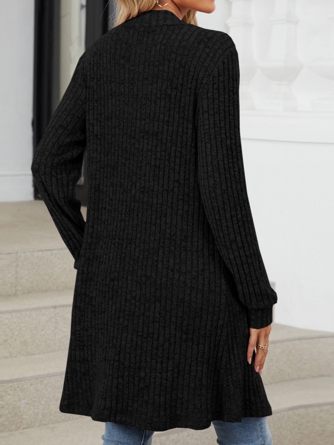 Lady Romance Wrap Rayon Pocket Autumn And Winter Long Solid Color Long Sleeve Loose Cardigan