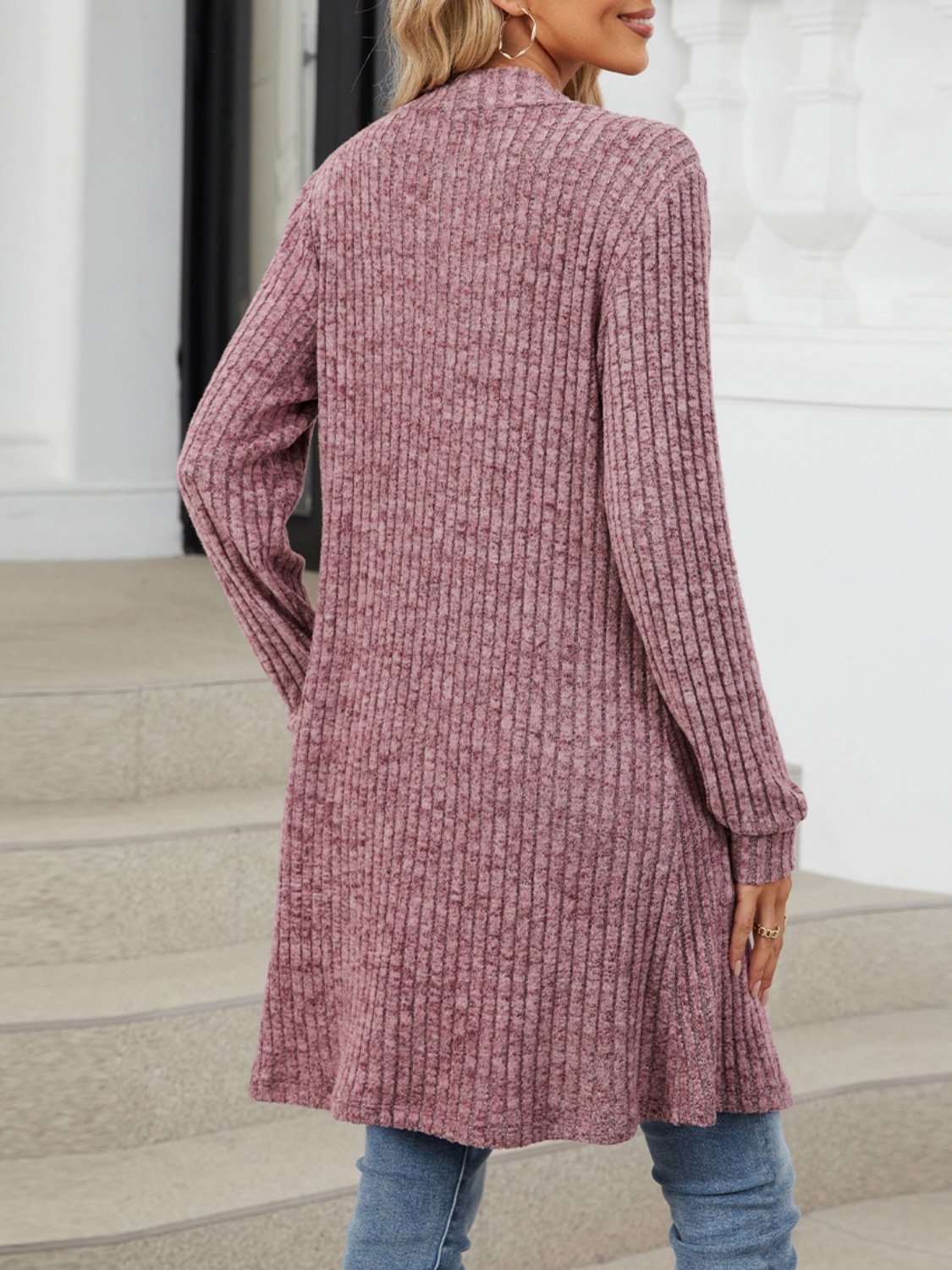 Lady Romance Wrap Rayon Pocket Autumn And Winter Long Solid Color Long Sleeve Loose Cardigan