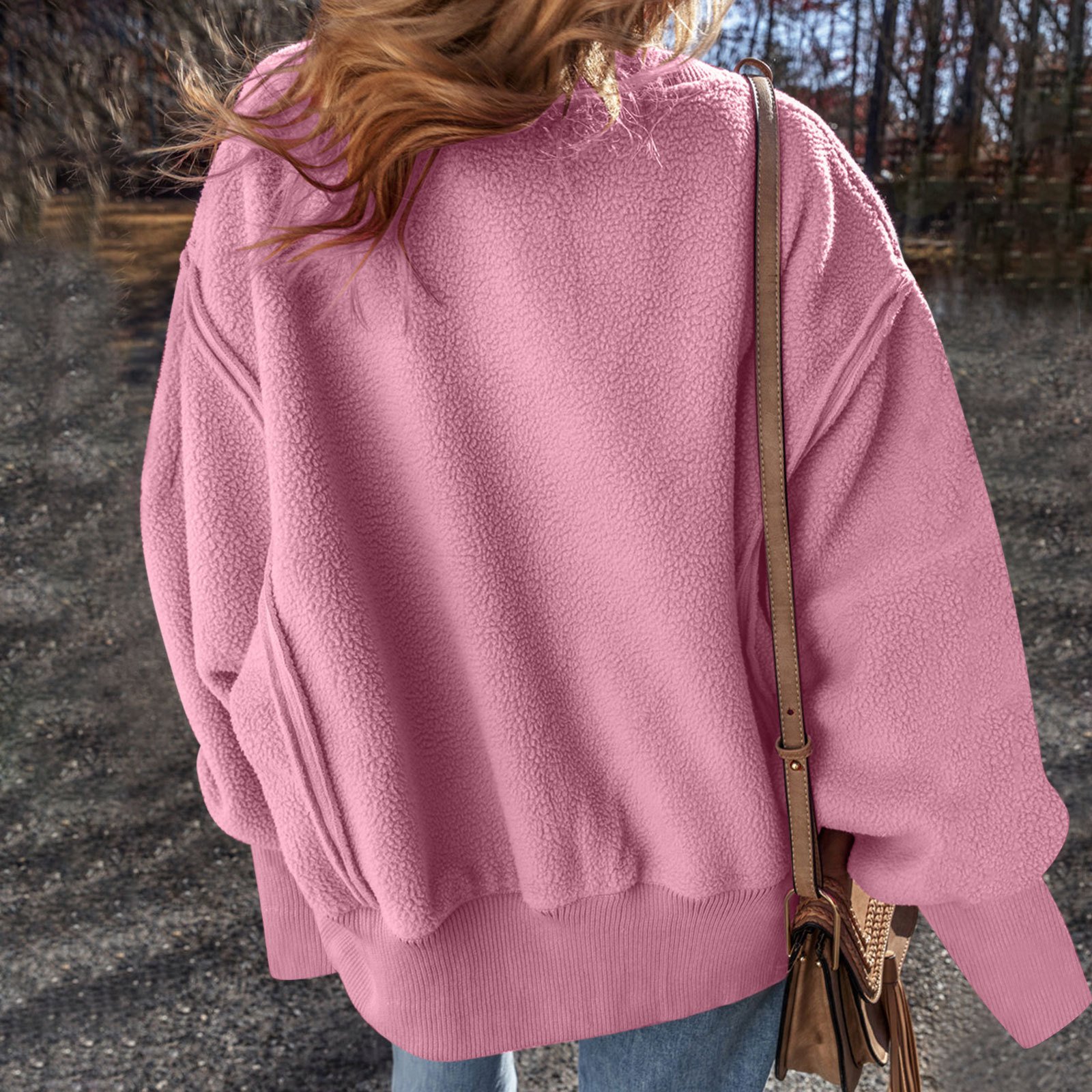 Cotton Casual Plain Crew Neck Sweatshirt