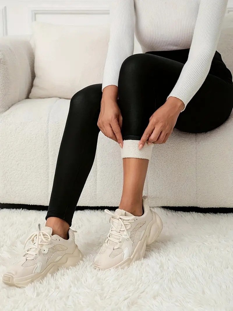 Plain Sports Regular Fit High-waisted Leggings Elastic Warm PlushLong Autumn And Winter Plush Warm Slimming And Tummy-controlling Yoga Pants Leggings