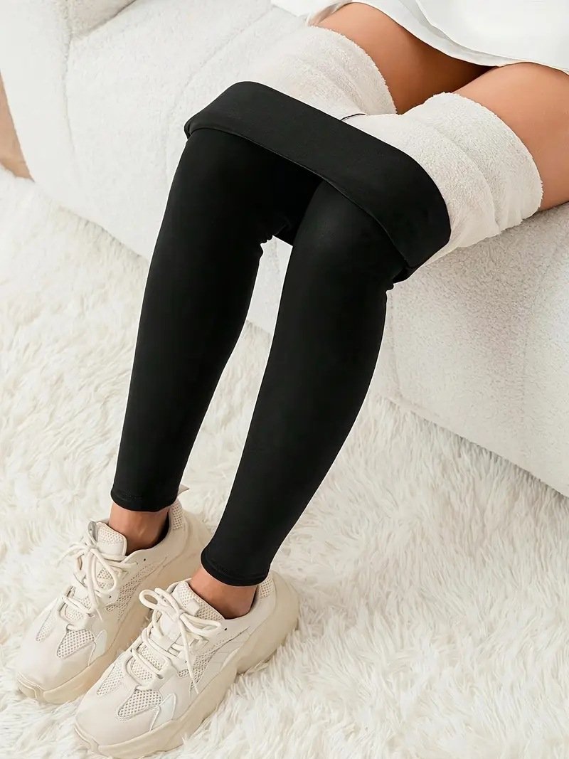 Plain Sports Regular Fit High-waisted Leggings Elastic Warm PlushLong Autumn And Winter Plush Warm Slimming And Tummy-controlling Yoga Pants Leggings