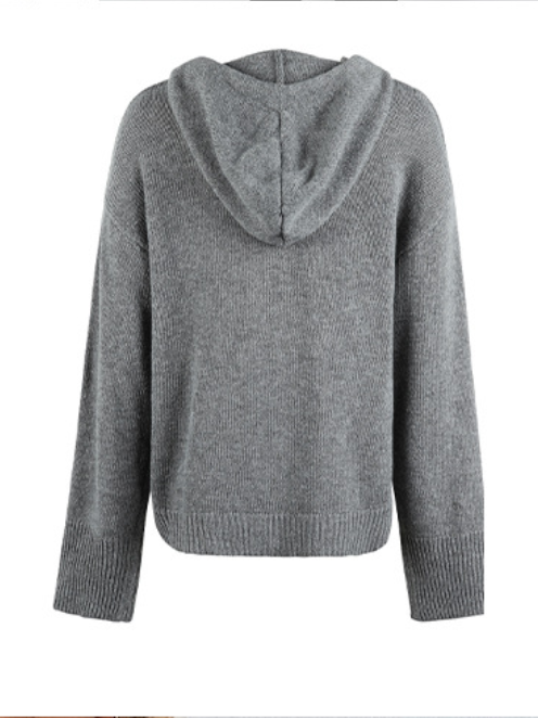 Split Joint Lady Romance Cotton Solid Color Hooded Single-breasted Cross-border Sweater Women 2025 Autumn And Winter New Drawstring Knitted Cardigan Jacket