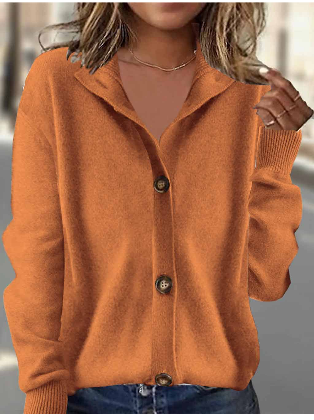 Women's Solid Color Retro Cardigan Sweater Loose Coat Versatile Fashion Top