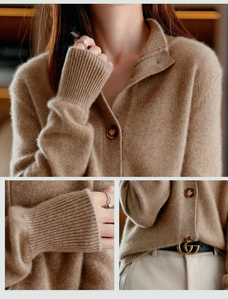 Women's Solid Color Retro Cardigan Sweater Loose Coat Versatile Fashion Top