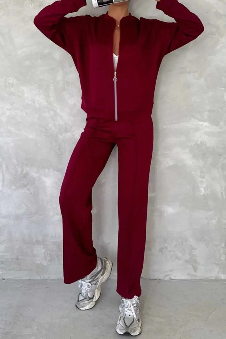 Casual Stand Collar Regular Fit Two-Piece Set