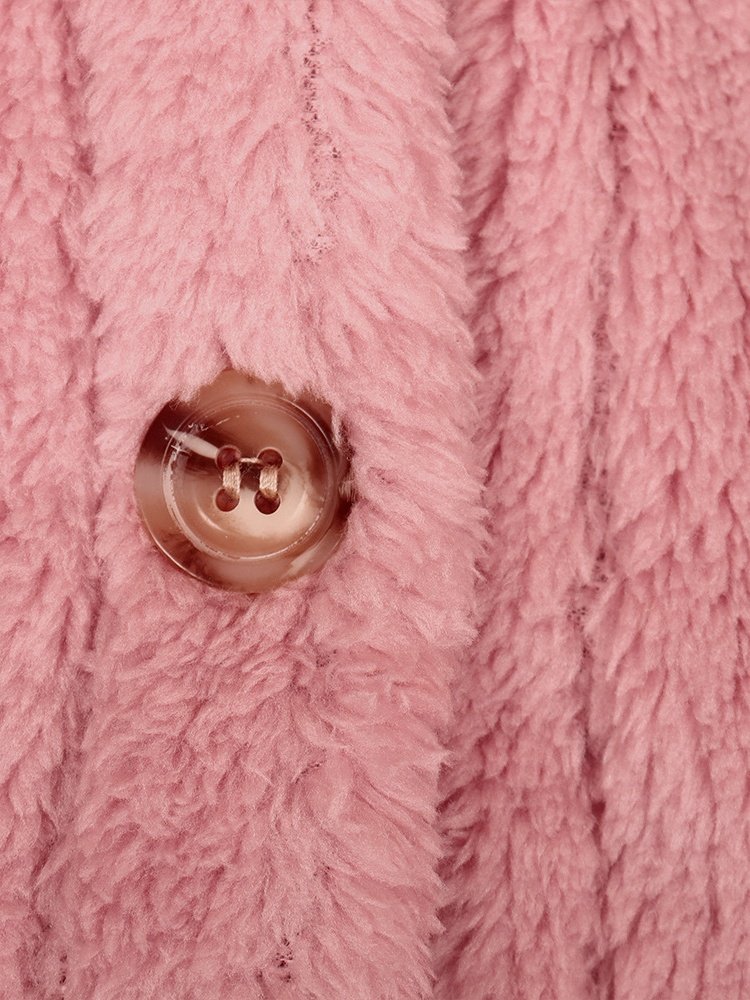 Autumn And Winter New Style Fur Plush Cardigan Lapel Short Buckle Regular Fit Coat