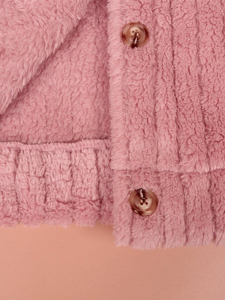 Autumn And Winter New Style Fur Plush Cardigan Lapel Short Buckle Regular Fit Coat